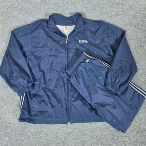 Y2K 2000s Reebok Mens Vintage Navy Blue Full Zip Windbreaker Tracksuit Set XL